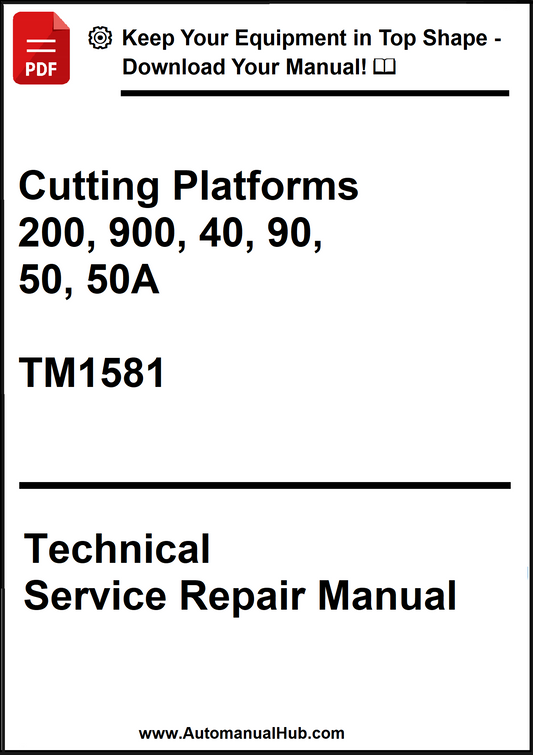 Technical Service Repair Manual for cutting platforms with model numbers and TM1581 reference.