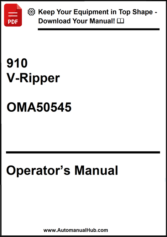 Operator's manual for 910 V-Ripper with model number OMA50545 on a white background.