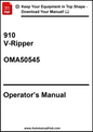Operator's manual for 910 V-Ripper with model number OMA50545 on a white background.