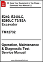 Manual cover for E240, E240LC, E260LC T3/S3A Excavator operation, maintenance, and diagnostic test service manual.
