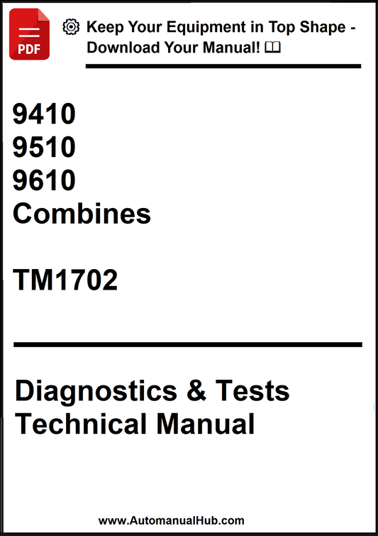 Technical manual cover for combines with diagnostic and test information.