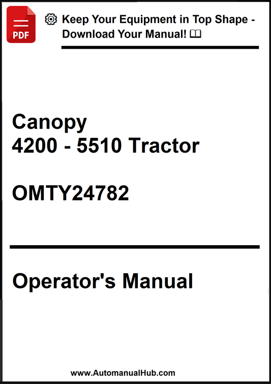 Operator's manual for Canopy 4200 - 5510 Tractor with a download prompt at the top.