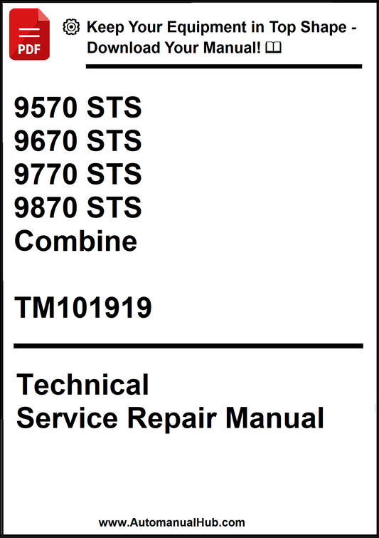 Technical Service Repair Manual for agricultural equipment with model numbers and a download offer.