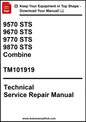 Technical Service Repair Manual for agricultural equipment with model numbers and a download offer.