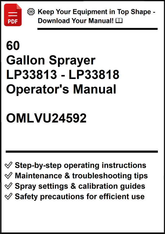 John Deere 60 Gallon Sprayer LP33813 - LP33818 Operator's Manual OMLVU24592 - PDF