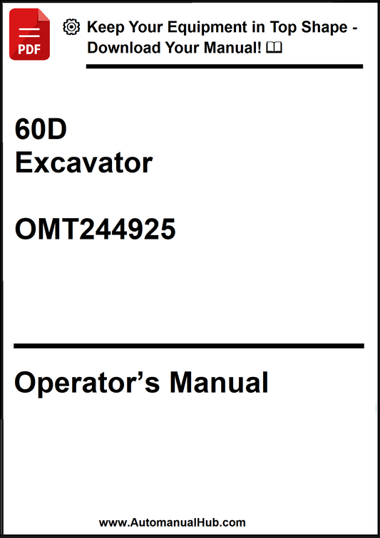 John Deere 60D Excavator Operator's Manual OMT244925 - PDF