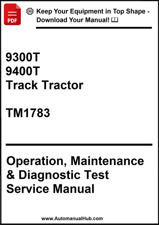 Manual cover for 9300T and 9400T track tractor with service information.