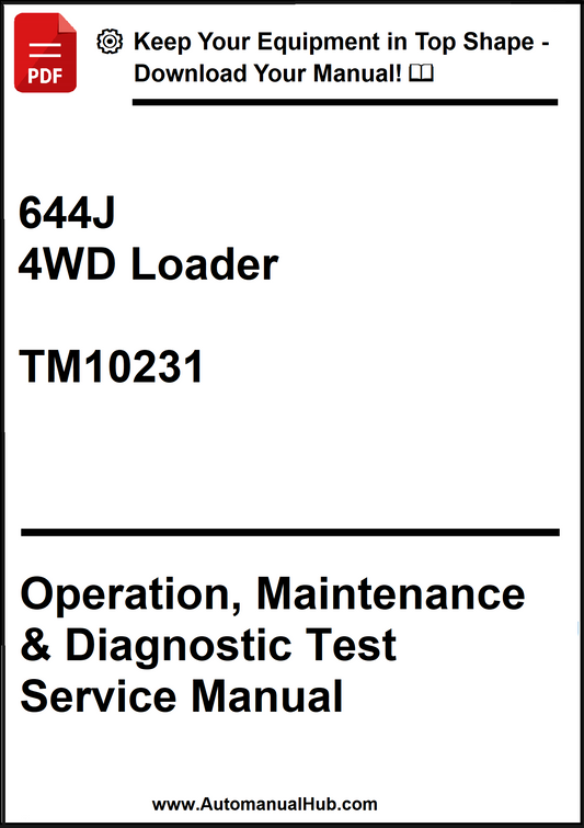 John Deere 644J 4WD Loader Operation, Maintenance & Diagnostic Test Service Manual TM10231 - PDF