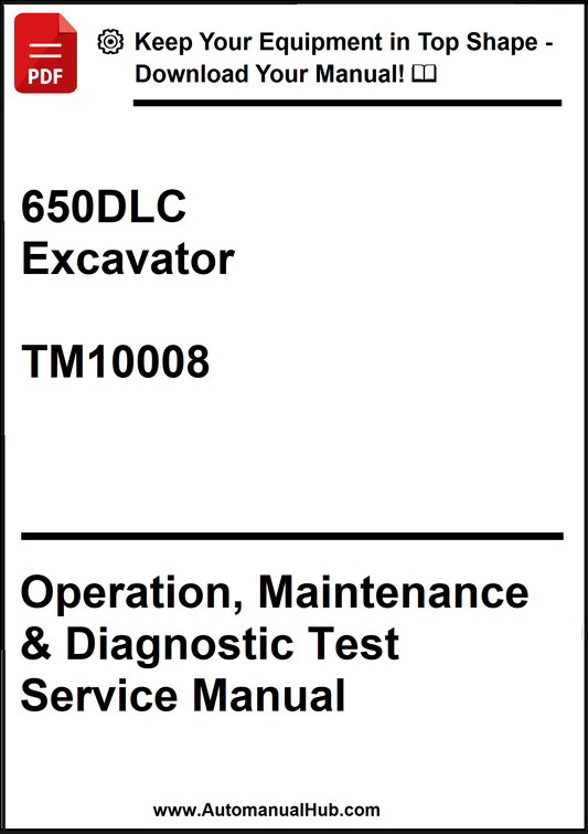 John Deere 650DLC Excavator Operation, Maintenance & Diagnostic Test Service Manual TM10008 - PDF