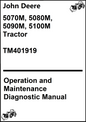 John Deere 5070M, 5080M, 5090M, 5100M Tractor Operation and Maintenance Diagnostic Manual TM401919 - PDF