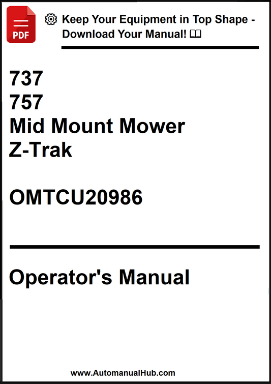 John Deere 737, 757 Mid Mount Mower Z-Trak Operator's Manual OMTCU20986 - PDF
