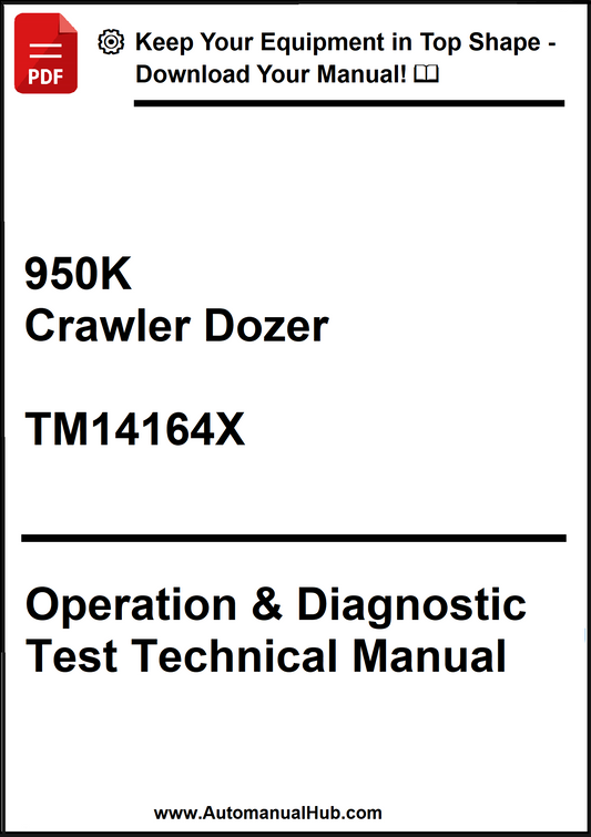 Technical manual cover for 950K Crawler Dozer with model number TM14164X on a white background.