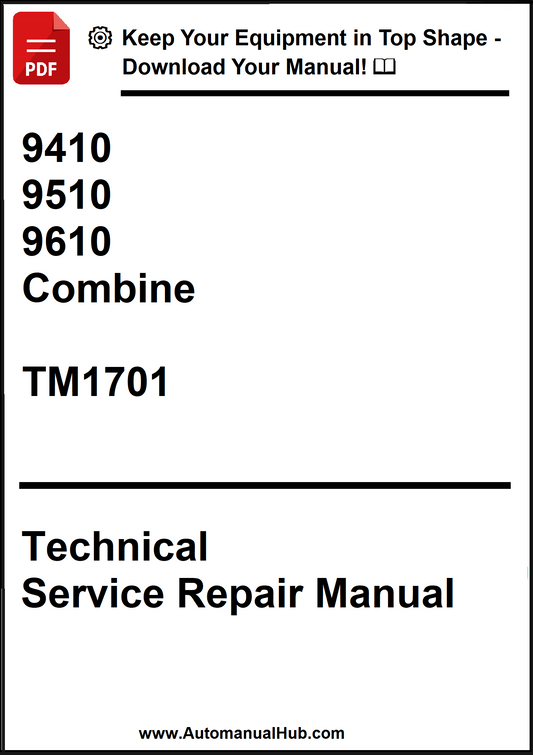 Technical Service Repair Manual for combine equipment with contact information.