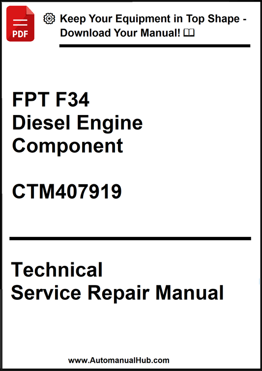 Technical Service Repair Manual for FPT F34 Diesel Engine Component on a white background