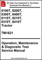 John Deere 8100T, 8200T, 8300T, 8400T, 8110T, 8210T, 8310T, 8410T Tractor Operation, Maintenance & Diagnostic Test Service Manual TM1621 - PDF