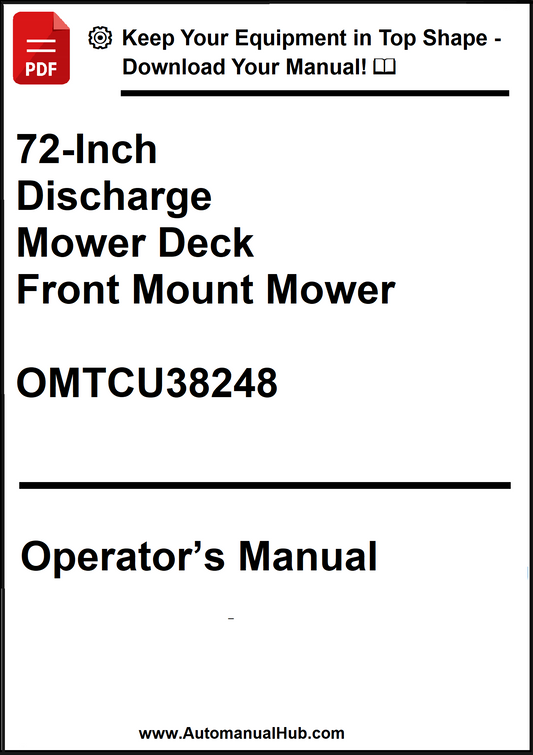 John Deere 72-Inch Discharge Mower Deck For Front Mount Mower Operator's Manual OMTCU38248 - PDF