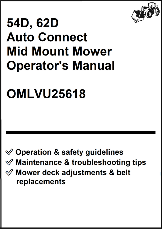 John Deere 54D, 62D Auto Connect Mid Mount Mower Operator's Manual OMLVU25618 - PDF