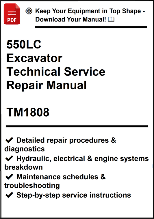 John Deere 550LC Excavator Technical Service Repair Manual TM1808 - PDF