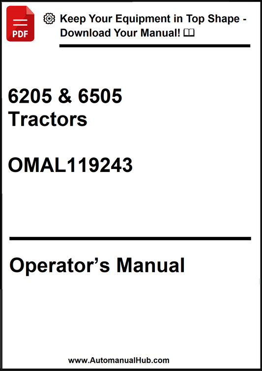 John Deere 6205 and 6505 Tractors Operator’s Manual OMAL119243 - PDF