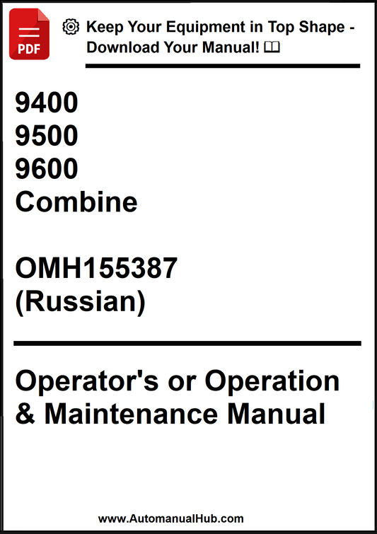 Manual cover for combine equipment with model numbers and manual details.