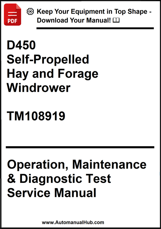 Manual cover for D450 Self-Propelled Hay and Forage Windrower with text on a white background