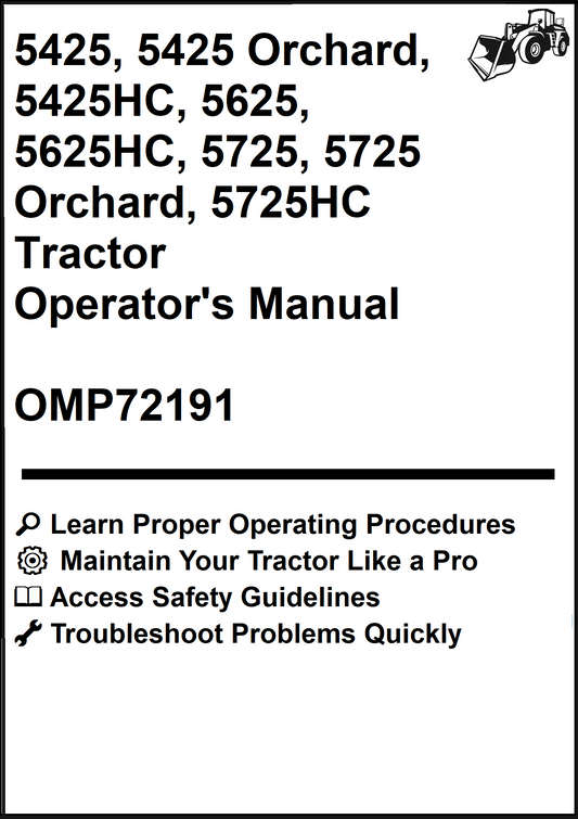 John Deere 5425, 5425 Orchard, 5425HC, 5625, 5625HC, 5725, 5725 Orchard, 5725HC Tractor Operator's Manual OMP72191 - PDF