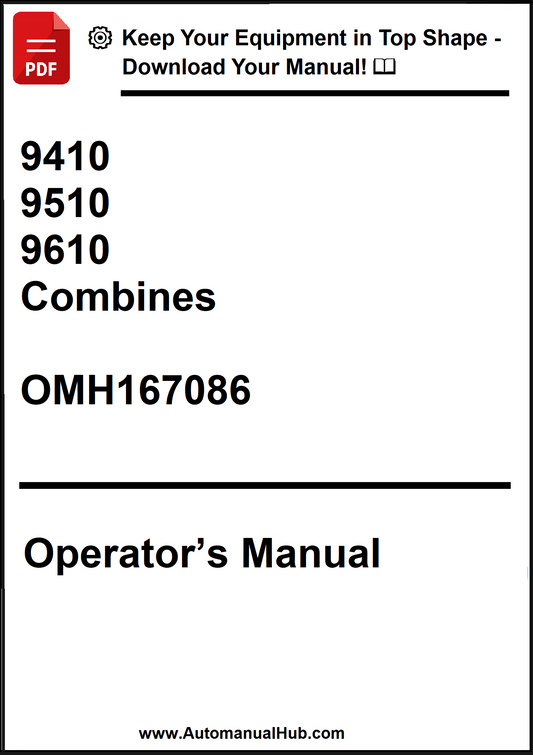 Operator's manual cover for combines with model numbers and website URL.