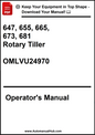John Deere 647, 655, 665, 673, 681 Rotary Tiller Operator's Manual OMLVU24970 - PDF