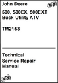 John Deere 500, 500EX, 500EXT Buck Utility ATV Technical Service Repair Manual TM2153 - PDF