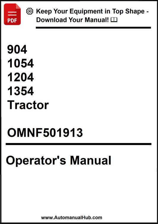 Operator's manual for a tractor with model numbers and a download prompt.