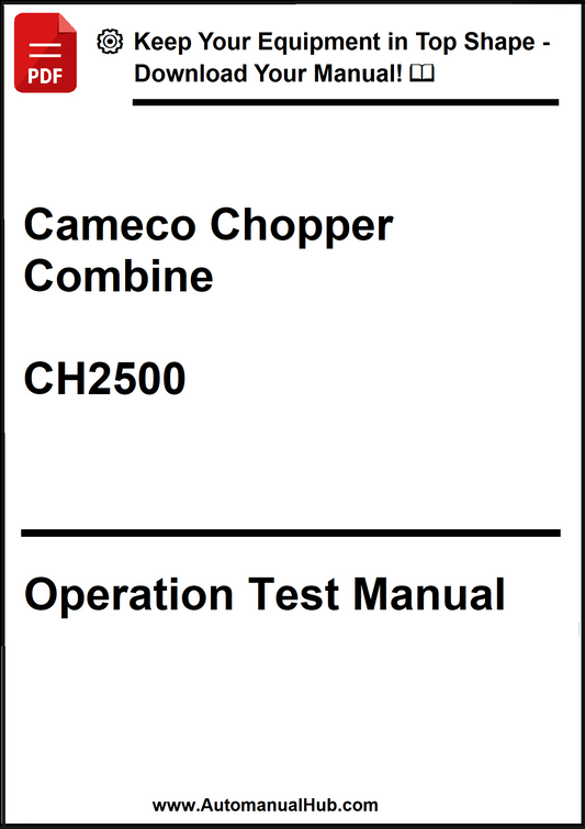 Cameco Chopper Combine CH2500 Operation Test Manual on a white background