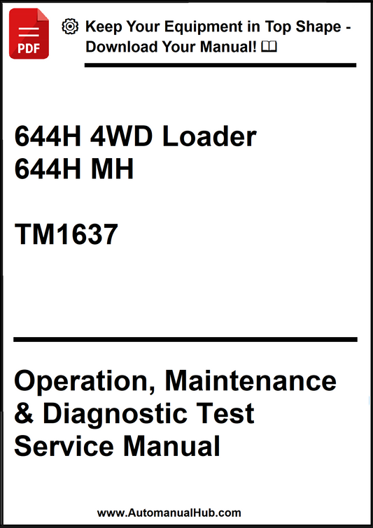 John Deere 644H 4WD Loader and 644H MH Operation, Maintenance & Diagnostic Test Service Manual TM1637 - PDF