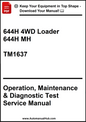 John Deere 644H 4WD Loader and 644H MH Operation, Maintenance & Diagnostic Test Service Manual TM1637 - PDF