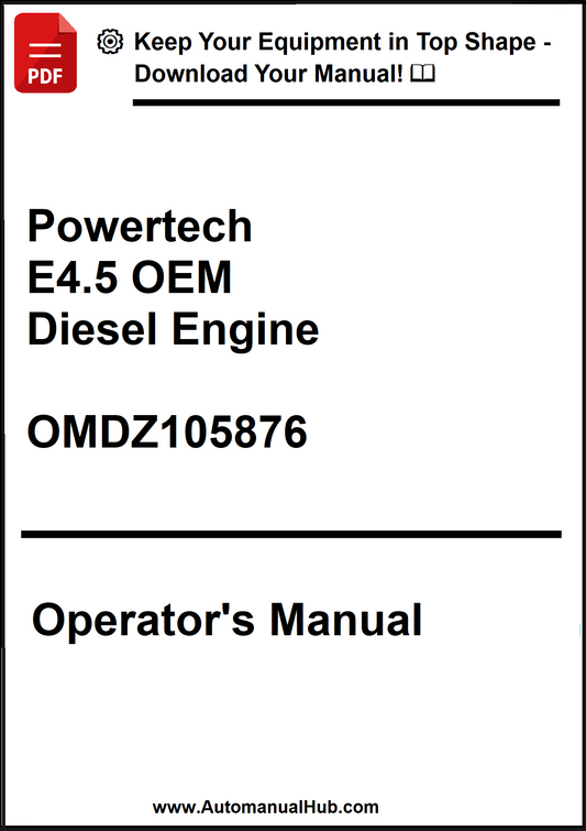 Powertech E4.5 OEM Diesel Engine operator's manual on a white background