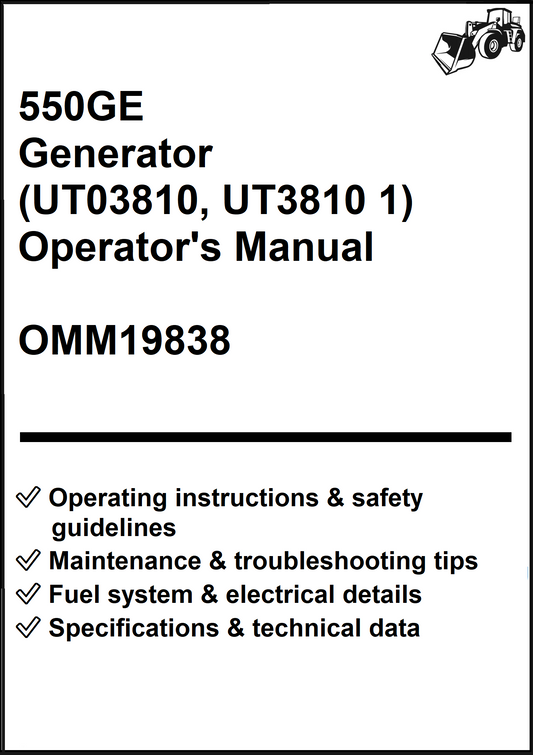 John Deere 550GE Generator (UT03810, UT3810 1) Operator's Manual OMM19838 - PDF
