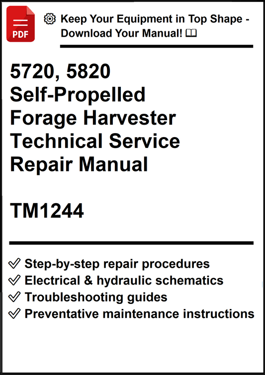 John Deere 5720, 5820 Self-Propelled Forage Harvester Technical Service Repair Manual TM1244 - PDF