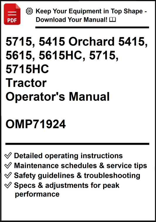 John Deere 5715, 5415 Orchard 5415, 5615, 5615HC, 5715, 5715HC Tractor Operator's Manual OMP71924 - PDF