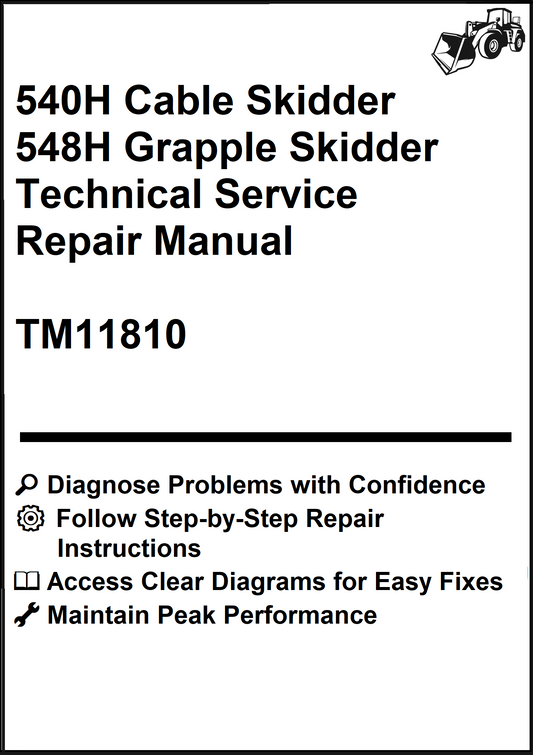 John Deere 540H Cable Skidder, 548H Grapple Skidder Technical Service Repair Manual TM11810 - PDF