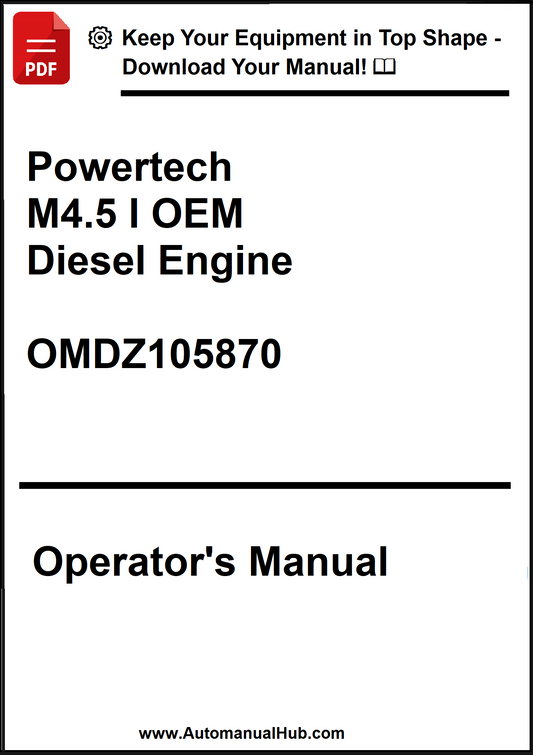 Operator's manual for Powertech M4.5 I OEM Diesel Engine OMDZ105870 on a white background
