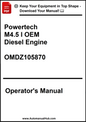 Operator's manual for Powertech M4.5 I OEM Diesel Engine OMDZ105870 on a white background